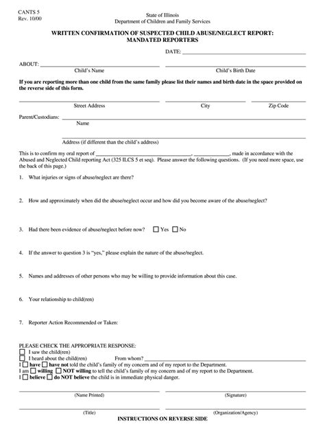 dcfs illinois cants 5 form